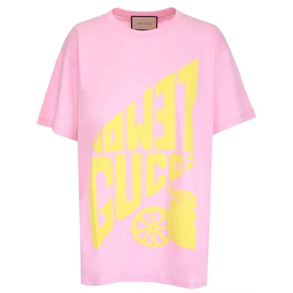 NWT Gucci Lemon Gucci print T-shirt Size XXS Pink